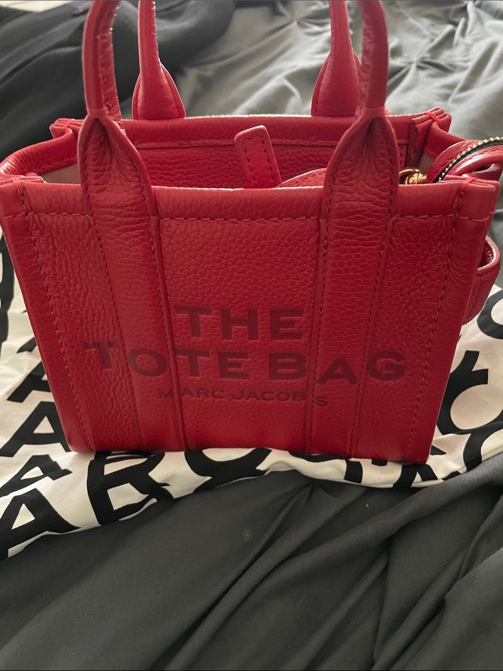 Marc Jacobs Red Leather 'The Tote Bag' Mini Tote